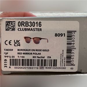 Ray Ban polarized clubmaster Bordeaux on rose gold